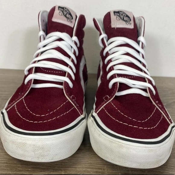 Maroon Suede Hi Top Vans Men’s 8/ladies 9.5 - Picture 4 of 7
